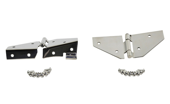 Kentrol 76-95 Jeep CJ/Wrangler YJ Windshield Hinge No Mirror Holes Pair - Polished Silver 30427