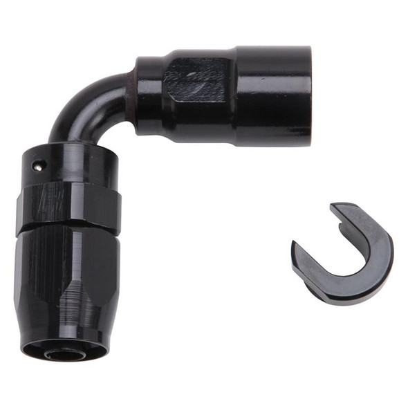 Russell Performance 3/8in SAE Quick Disc Female to -6 Hose Black 90 Degree Hose End 611223