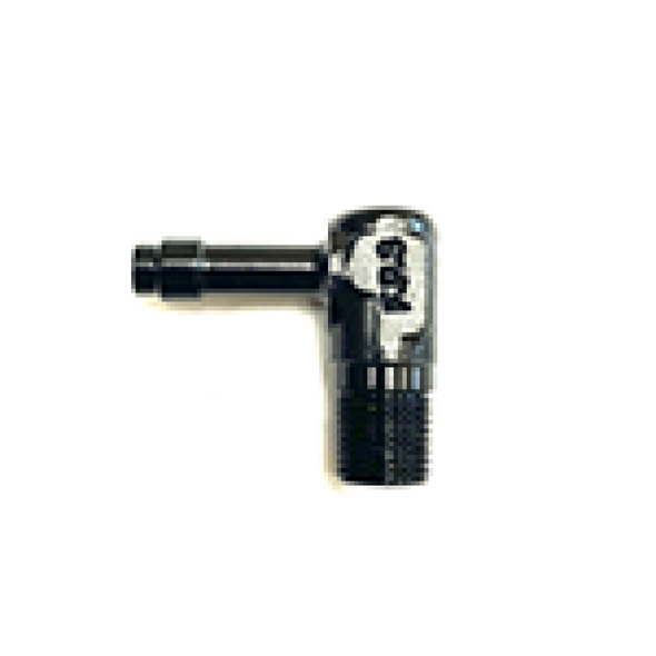 Fragola 1/4 Hose Barb x 1/8 NPT 90 Degree Low Profile - Black 484002-BL