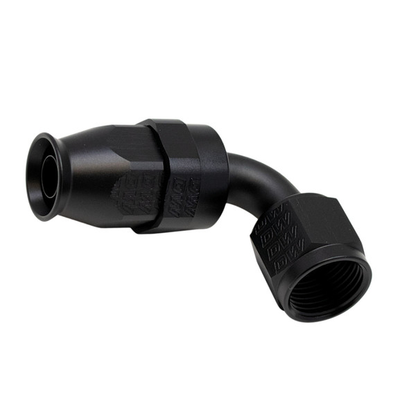 DeatschWerks 8AN Female Swivel 90-Degree Hose End PTFE (Incl 1 Olive Insert) - Anodized Matte Black 6-02-0856-B