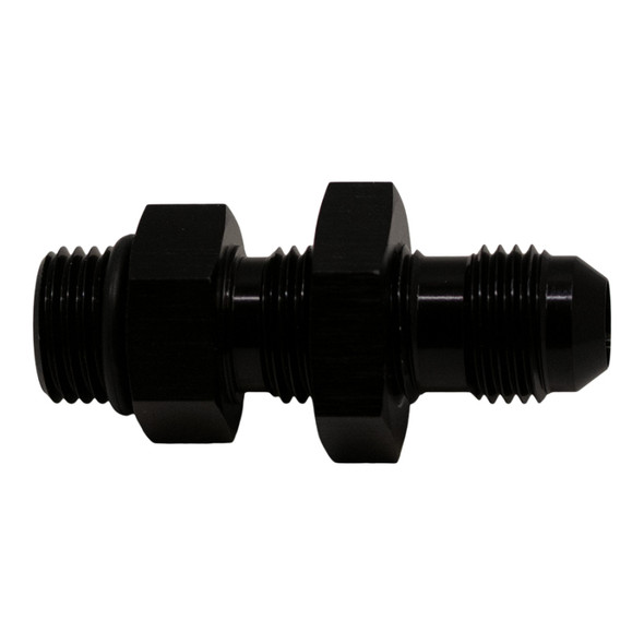 DeatschWerks 6AN O-Ring Male to 6AN Male Flare Bulkhead Include Nut - Anodized Matte Black 6-02-0726-B