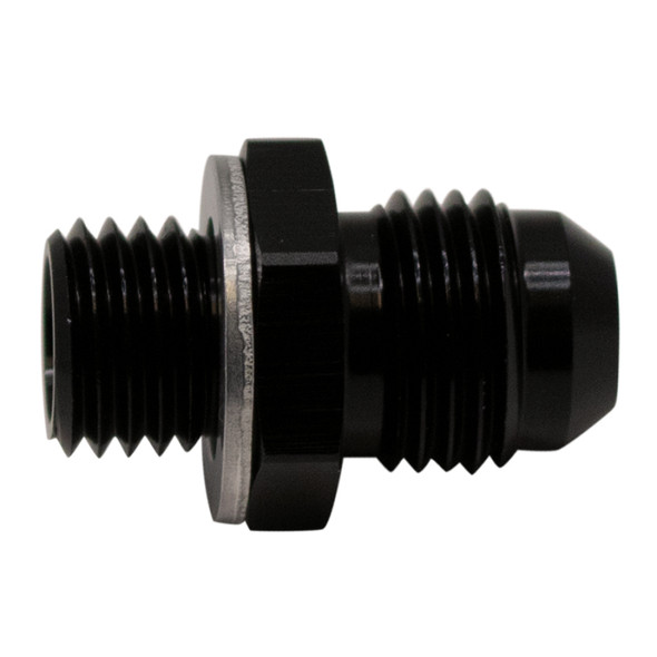 DeatschWerks 6AN Male Flare to M12 X 1.5 Male Metric Adapter (Incl Washer) - Anodized Matte Black 6-02-0613-B