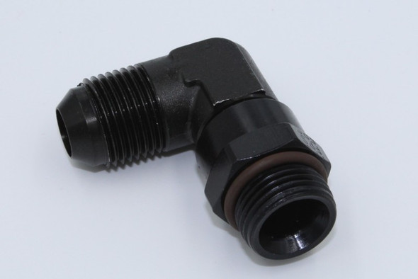 Fragola -8AN x 3/4 - 16 (8) 90 Degree Swivel - Black 499208-BL