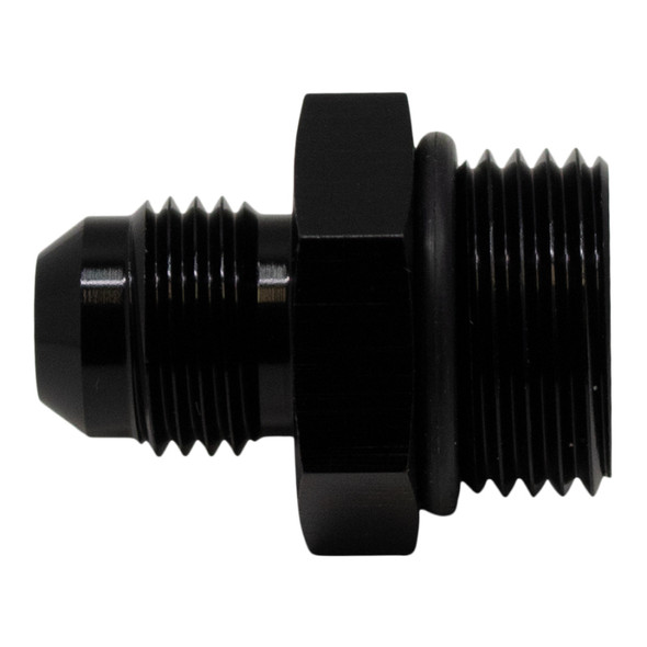 DeatschWerks 8AN ORB Male to 6AN Male Flare Adapter (Incl O-Ring) - Anodized Matte Black 6-02-0401-B