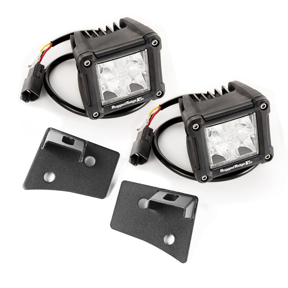 Rugged Ridge 07-18 Jeep Wrangler JK Dual Cube Windshield LED Kit w/ Brackets 11027.2