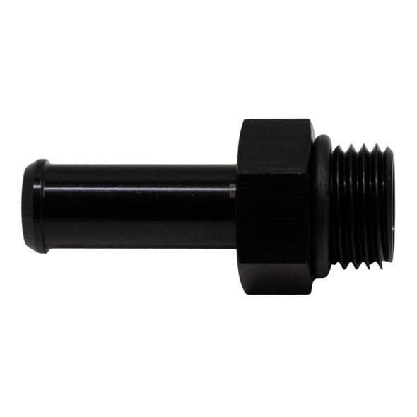 DeatschWerks 6AN ORB Male to 3/8in Male Barb Fitting (Incl O-Ring) - Anodized Matte Black 6-02-0504-B