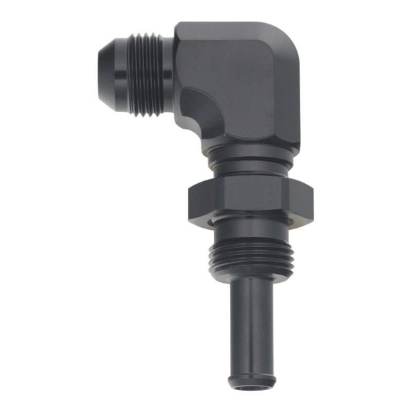 DeatschWerks 8AN Male Flare to Straight 3/8in Single Hose Barb - Anodized Matte Black 6-02-0742-B