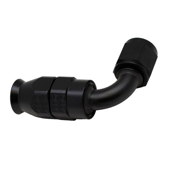 DeatschWerks 6AN Female Swivel 90-Degree Hose End PTFE (Incl 1 Olive Insert) - Anodized Matte Black 6-02-0852-B