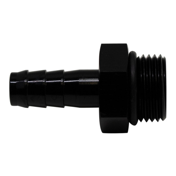 DeatschWerks 8AN ORB Male to 3/8in Male Triple Barb Fitting (Incl O-Ring) - Anodized Matte Black 6-02-0507-B