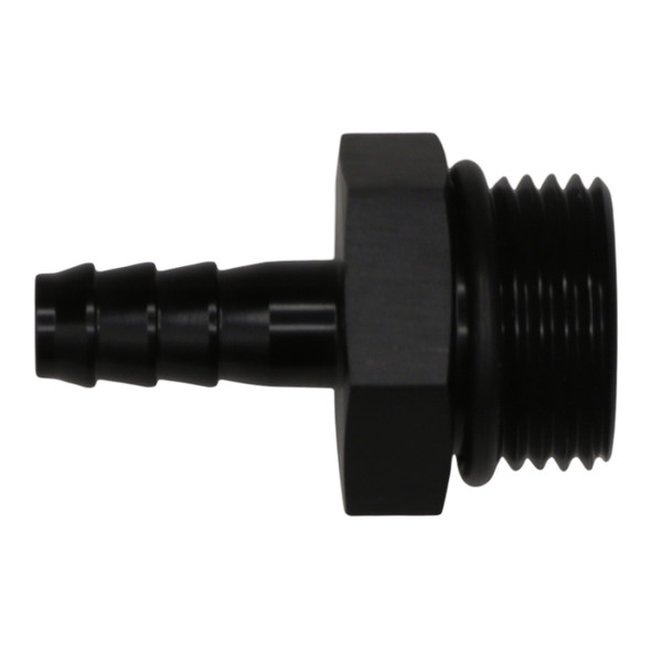 DeatschWerks 10AN ORB Male to 5/16in Male Triple Barb Fitting (Incl O-Ring) - Anodized Matte Black 6-02-0516-B
