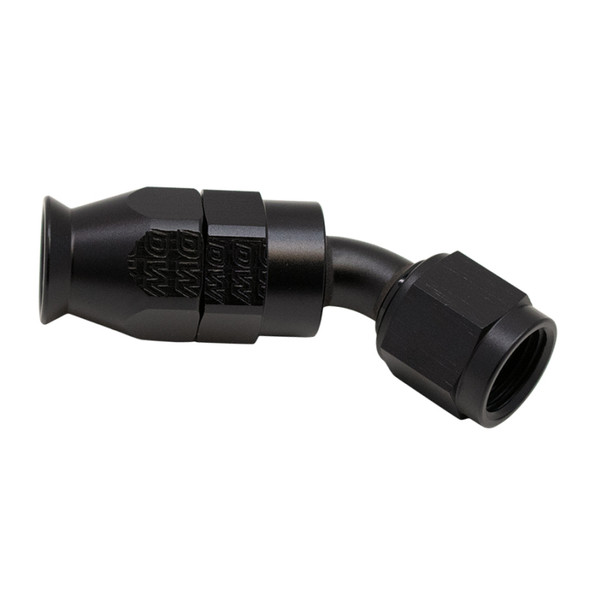 DeatschWerks 6AN Female Swivel 45-Degree Hose End PTFE (Incl 1 Olive Insert) - Anodized Matte Black 6-02-0851-B