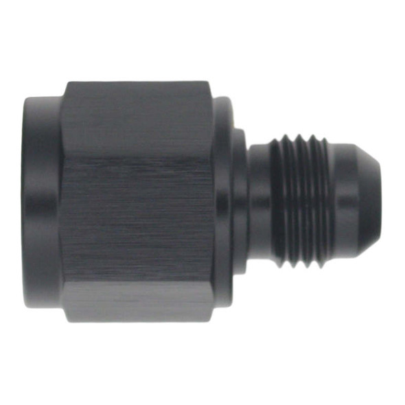 DeatschWerks 8AN Female Flare to 6AN Male Flare Reducer - Anodized Matte Black 6-02-0222-B