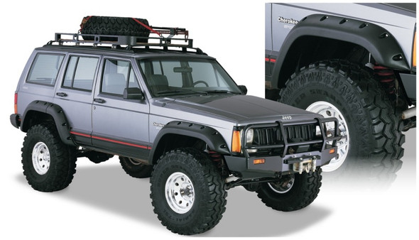 Bushwacker 84-01 Jeep Cherokee Cutout Style Flares 4pc Fits 4-Door Sport Utility Only - Black 10911-07