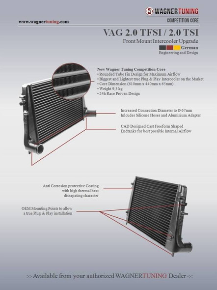 Wagner Tuning VAG 2.0L TFSI/TSI Competition Intercooler Kit 200001034