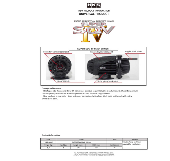 HKS SUPER SQV4 BLACK EDITION UNIVERSAL ASSY 71008-AK005