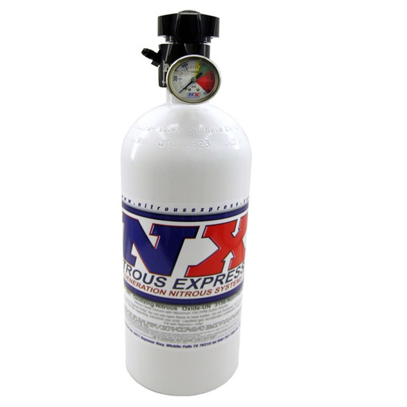Nitrous Express 15lb Bottle w/Lightning 500 Valve (6.89 Dia x 26.69 Tall) w/Gauge 11151