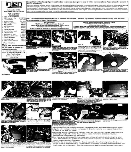 Injen 12-16 BMW 328i F30 N20/N26 2.0L (t) 4cyl Wrinkle Black Short Ram Intake w/ MR Tech & Air Box SP1122WB