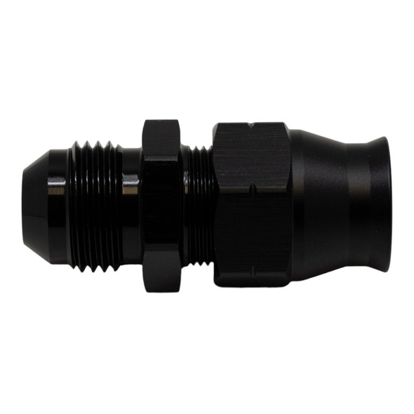 DeatschWerks 8AN Male Flare to 1/2in Hardline Compression Adapter - Anodized Matte Black 6-02-0111-B