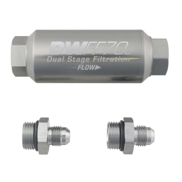 DeatschWerks 6AN 10 Micron 70mm Compact In-Line Fuel Filter Kit 8-03-70C-010K-6