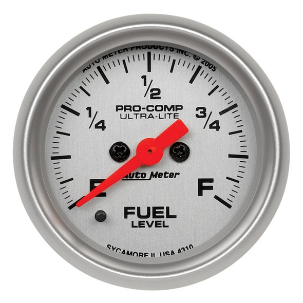 Autometer Ultra-Lite 52mm 0-280 ohm Adj Full Sweep Electronic Fuel Level Programmable Empty-Full  Ga 4310
