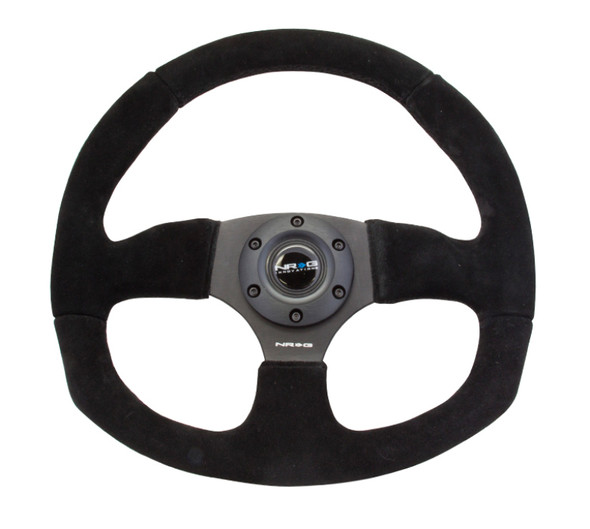 NRG Reinforced Steering Wheel (320mm Horizontal / 330mm Vertical) Black Suede w/Black Stitching RST-009S