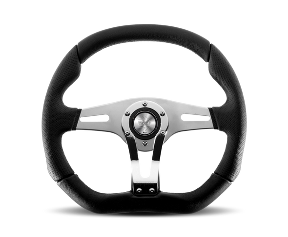 Momo Trek RSteering Wheel - Trek R/350 mm mmeter -  Black AirLeather/Brshd Al Spokes TRK-R35BK0B