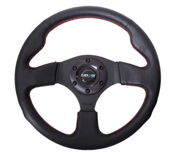 NRG Reinforced Steering Wheel (320mm) Leather w/Red Stitch RST-012R-RS