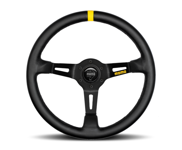 Momo MOD08 Steering Wheel 350 mm -  Black Leather/Black Spokes/1 Stripe R1908/35L