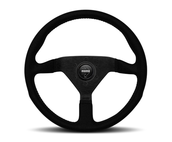 Momo Montecarlo Alcantara Steering Wheel 320 mm - Black/Black Stitch/Black Spokes MCL32AL1B