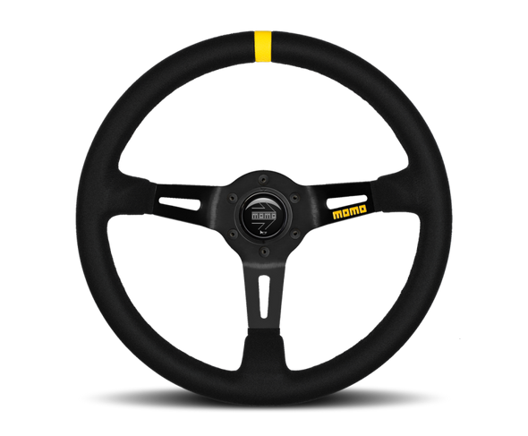 Momo MOD08 Steering Wheel 350 mm -  Black Suede/Black Spokes/1 Stripe R1908/35S