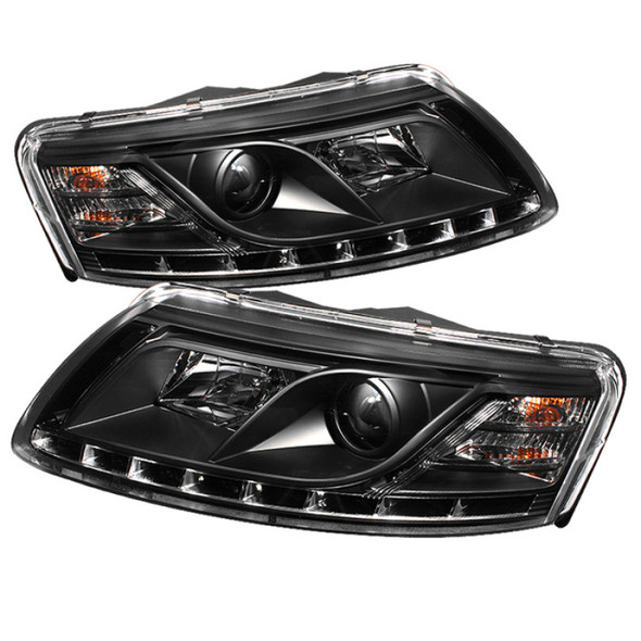 Spyder Audi A6 05-07 Projector Headlights Halogen Model Only - DRL Black PRO-YD-ADA605-DRL-BK 5029416