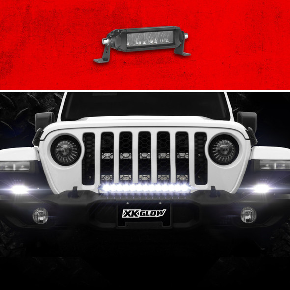 XK Glow Razor Light Bar Auxiliary High Beam Driving No Wire & Switch 6in XK064006-D