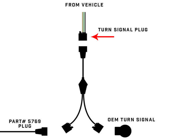 Oracle Wrangler JK Switchback Turn Signal Y Splitter Adapter (Single) SEE WARRANTY 5851-504
