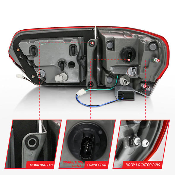 ANZO 2014-2016 Jeep Grand Cherokee LED Taillights Red/Clear 311268