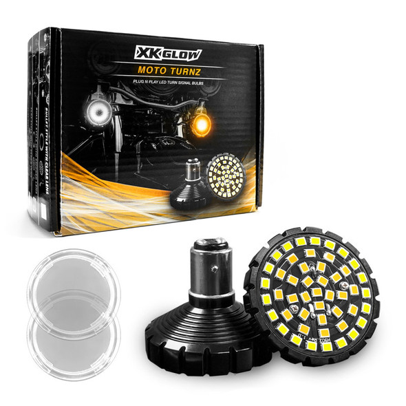 XK Glow Motorcycle Front LED Turn Signal Kit - Bullet Style Clear Lenses XK1157B-WA-C