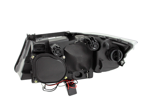 ANZO 2006-2008 BMW 3 Series E90-E91 Projector Headlights w/ Halo w/ LED Bar Black (CCFL) 121335