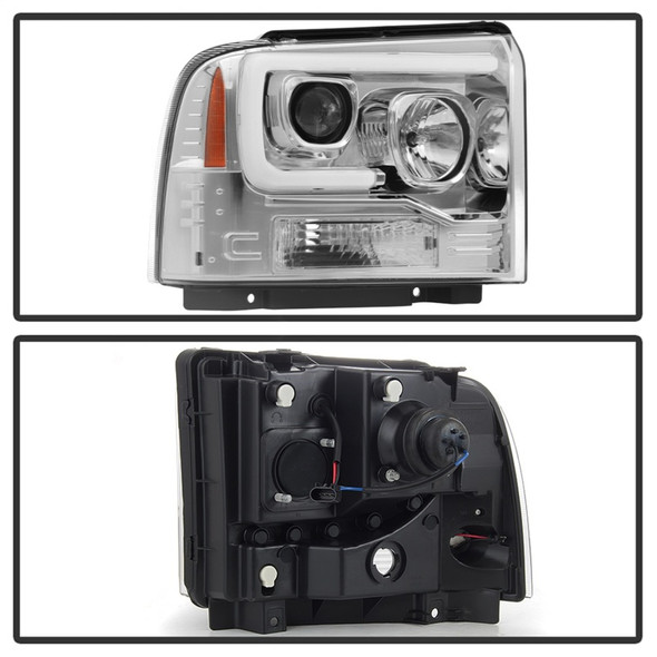 Spyder 05-07 Ford F250/350/450 SD Ver 2 Proj Headlights - Light Bar DRL - Black PRO-YD-FS05V2-LB-C 5084682