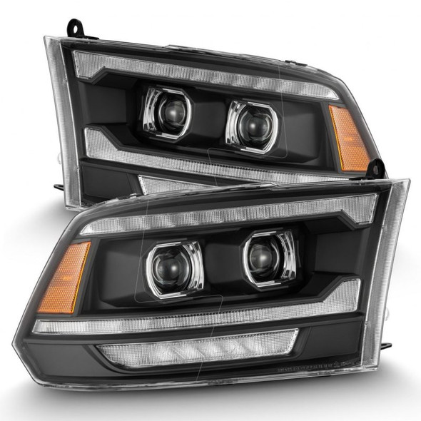AlphaRex 09-18 Dodge Ram 2500 LUXX LED Proj Headlights Plank Style Blk w/Activ Light/Seq Signal/DRL 880558