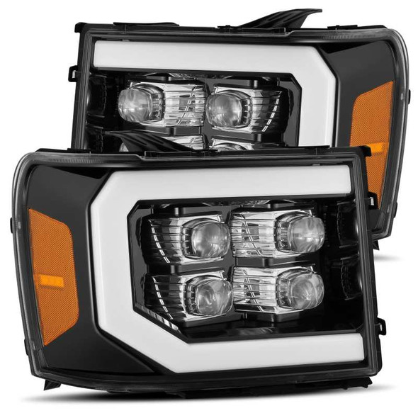 AlphaRex 07-13 GMC 1500HD NOVA LED Proj Headlights Plank - Jet Black w/Activ Light/Seq Signal/DRL 880608