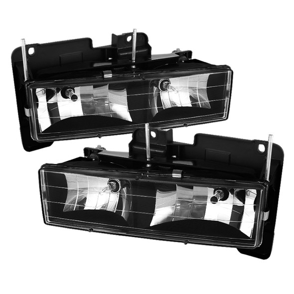 Xtune Chevy Suburban 88-98 Crystal Headlights Black HD-JH-CCK88-BK 5069443