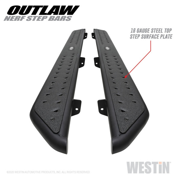 Westin 2020 Jeep Gladiator Outlaw Nerf Step Bars - Textured Black 58-54165