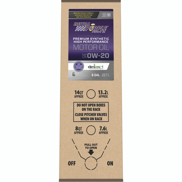 Royal Purple Premium Synthetic High Performance Multi-Grade 0W-20 Motor Oil - 6 Gallon Bag-In-Box 60020