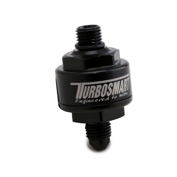 Turbosmart Billet Turbo Oil Feed Filter w/ 44 Micron Pleated Disc AN-4 Male to AN-4 ORB- Black TS-0804-1003