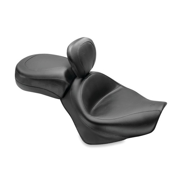 Mustang 04-21 Honda VT750 Aero Wide Touring 2PC Seat w/Driver Backrest - Black 79391
