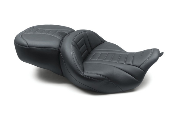 Mustang 08-21 Harley Electra Glide/Rd Glide/Rd King 1PC Seat Deluxe - Black w/ Grey Stitching 79006GM