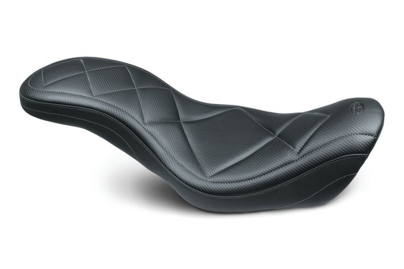 Mustang 06-17 Harley Dyna Super Tripper 1PC Seat Carbon - Black 75229