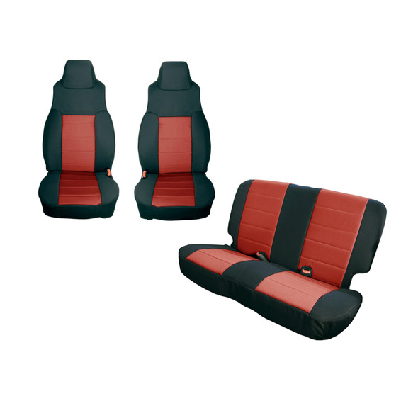 Rugged Ridge Seat Cover Kit Black/Red 97-02 Jeep Wrangler TJ 13292.53