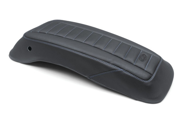 Mustang 14-23 HD FL Touring Saddlebag Lid Covers (Pair) Deluxe - Black w/ Blue Stitching 77640SB