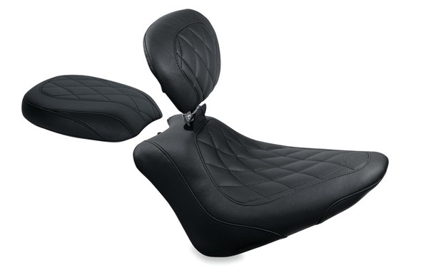 Mustang 11-13 Harley Blackline, 12-17 Slim/Slim S Wide Tripper Passenger Seat Diamond Stitch - Blac 76763