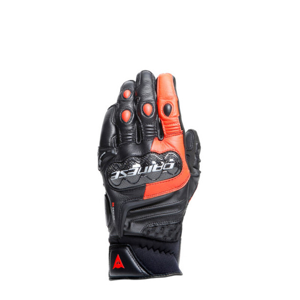 Dainese Carbon 4 Short Leather Gloves Black/Fluorescent Red - Small 201815958-628-S